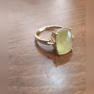 Large Lemon Quartz accented Filigree setting Solid Gold Ring
